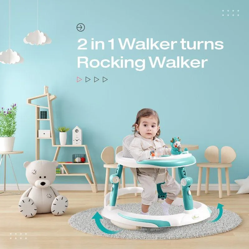 Little Feet Plus Walker - Detachable Toy Bar/Meal Tray With Music & Light, 3 Level Height/ 4 Level Seat Adjustment, 2-in-1 Walker cum Rocker