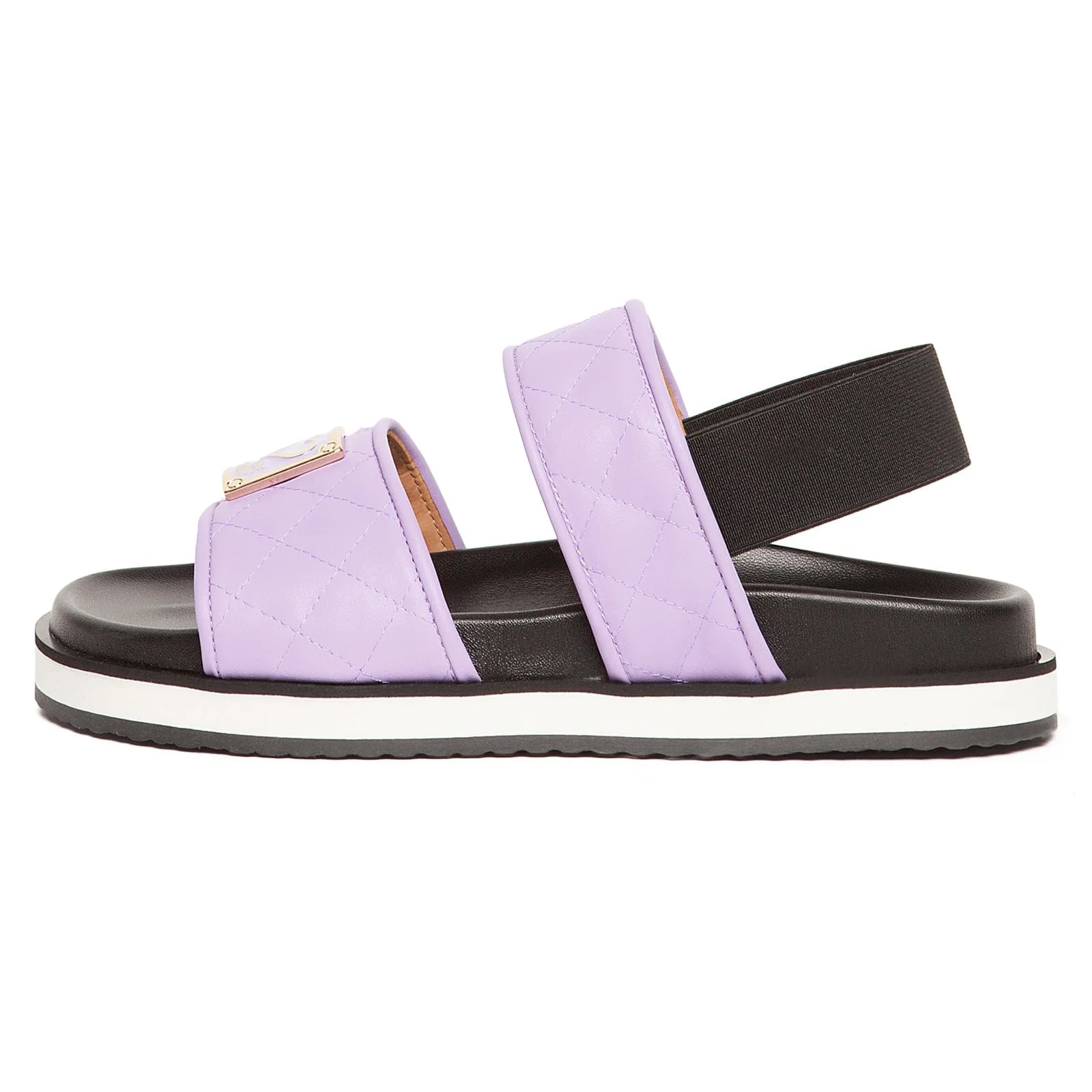 Love Moschino Lilac Quilted Strap Flat Sandal