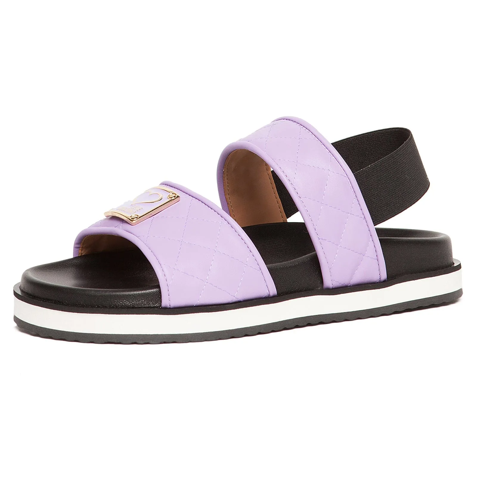 Love Moschino Lilac Quilted Strap Flat Sandal