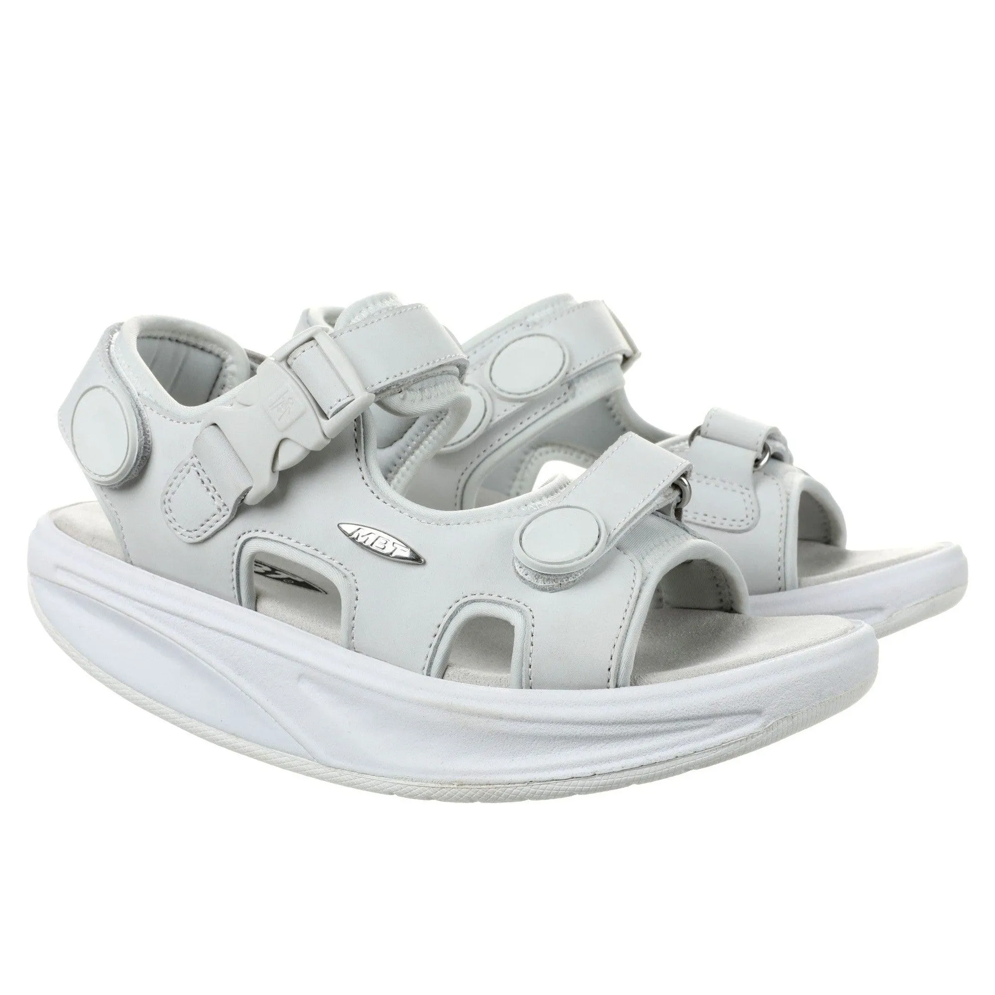 MBT Kisumu Classic Ladies White Nubuck Arch Support Touch Fastening Sandals