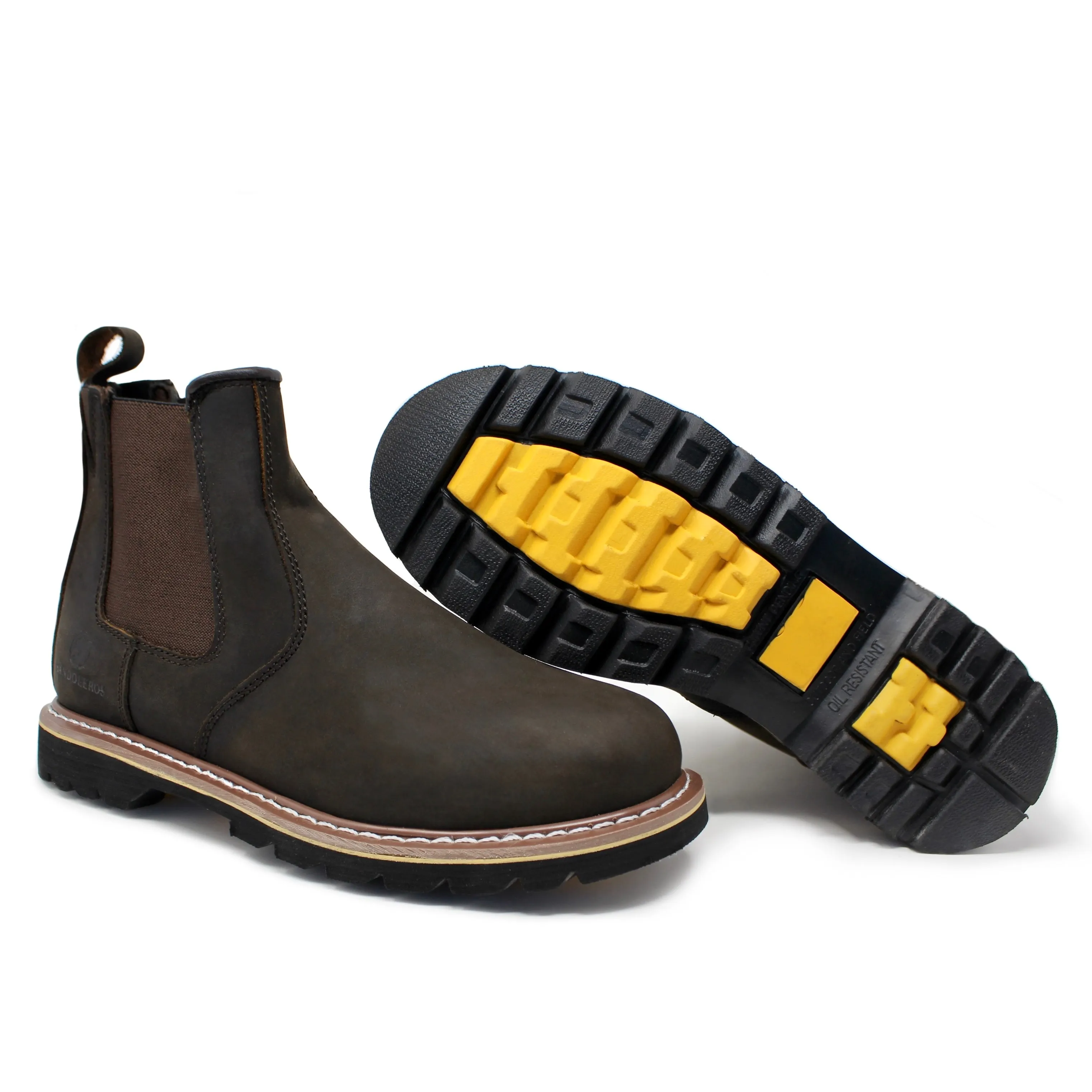 Men's Easy Slip On Work Boot - Dark Brown