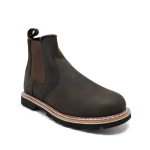 Men's Easy Slip On Work Boot - Dark Brown