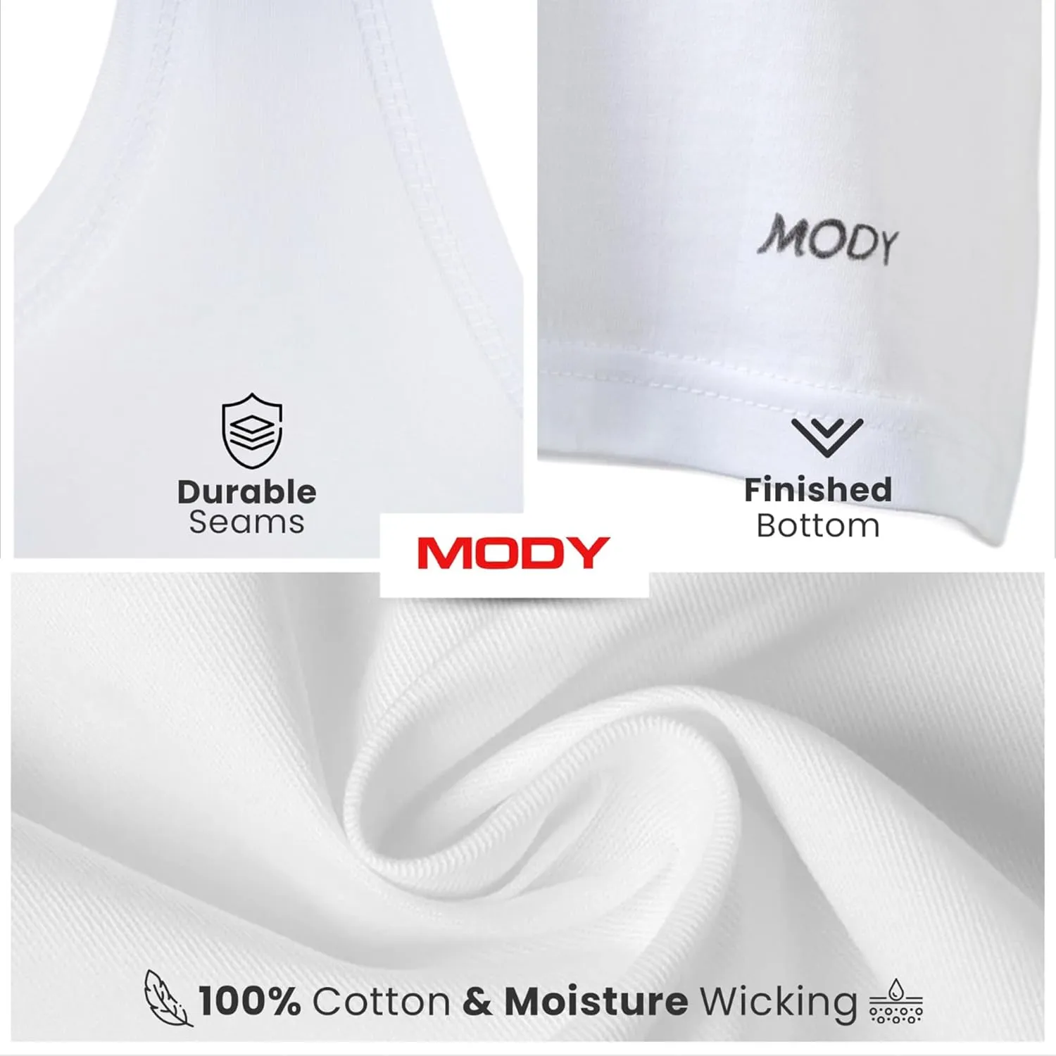 Mody Men Undershirt 5-Pack, Soft Undershirt, Tank Top for Men, Cotton Men Undershirt