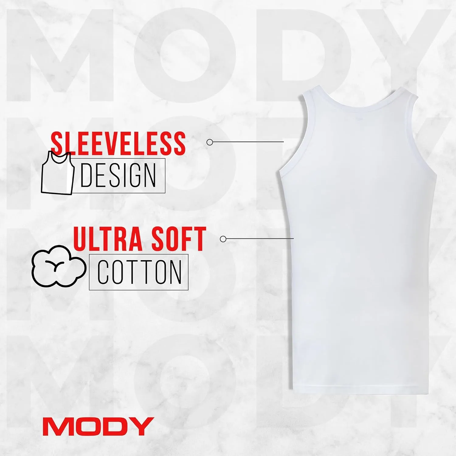 Mody Men Undershirt 5-Pack, Soft Undershirt, Tank Top for Men, Cotton Men Undershirt