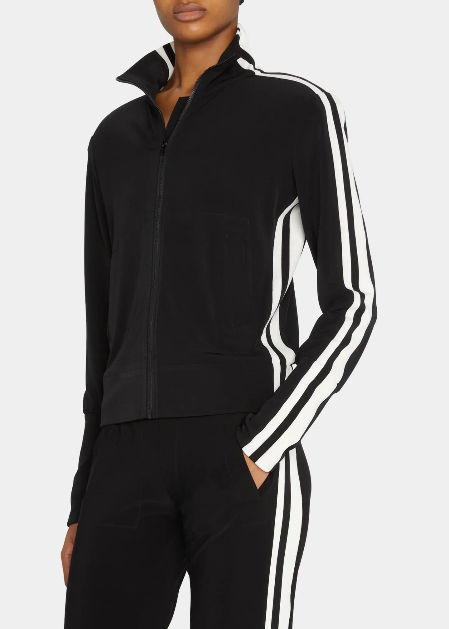 Norma Kamali Side Stripe Turtle Jacket in Black