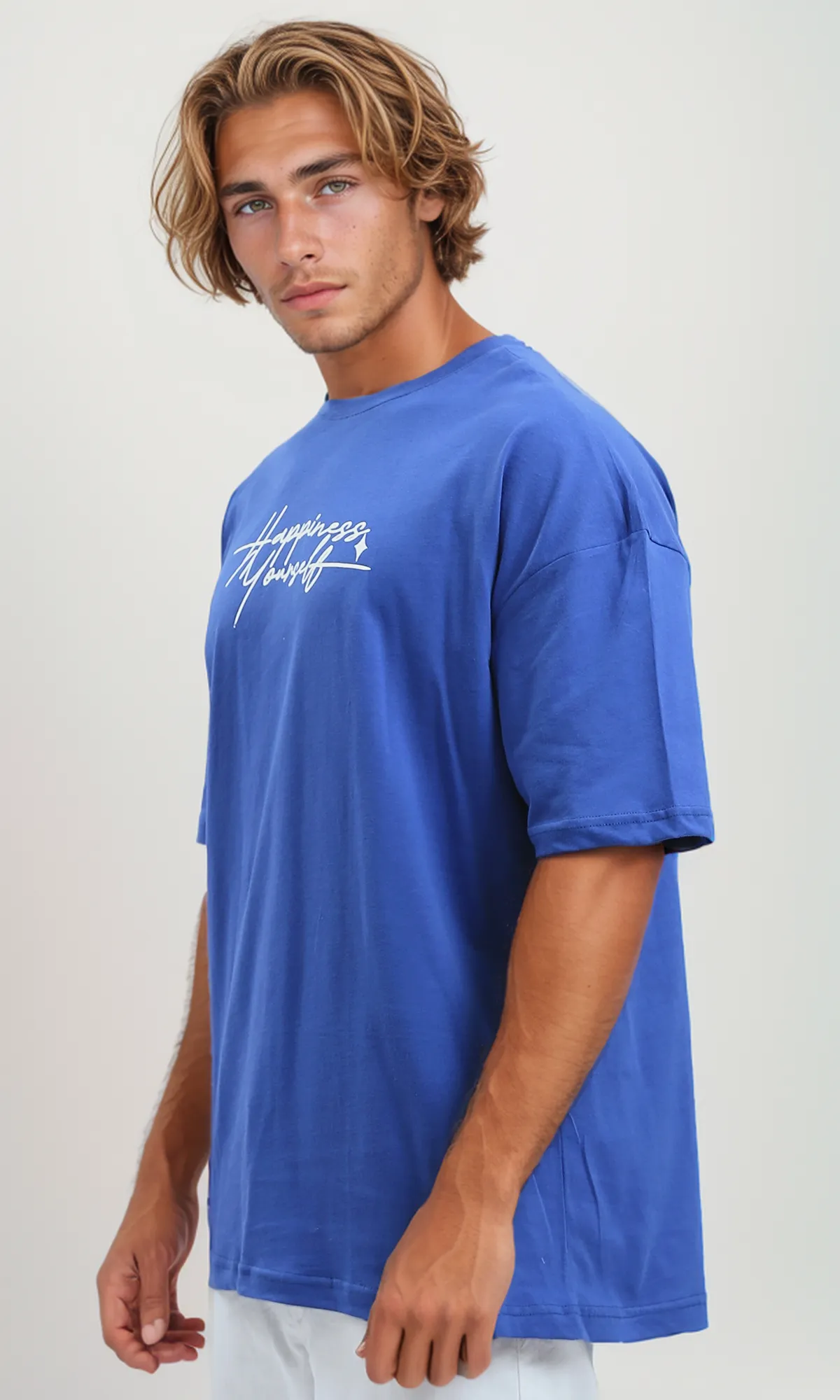 O179032 Printed Slip On Cotton Blue Tee