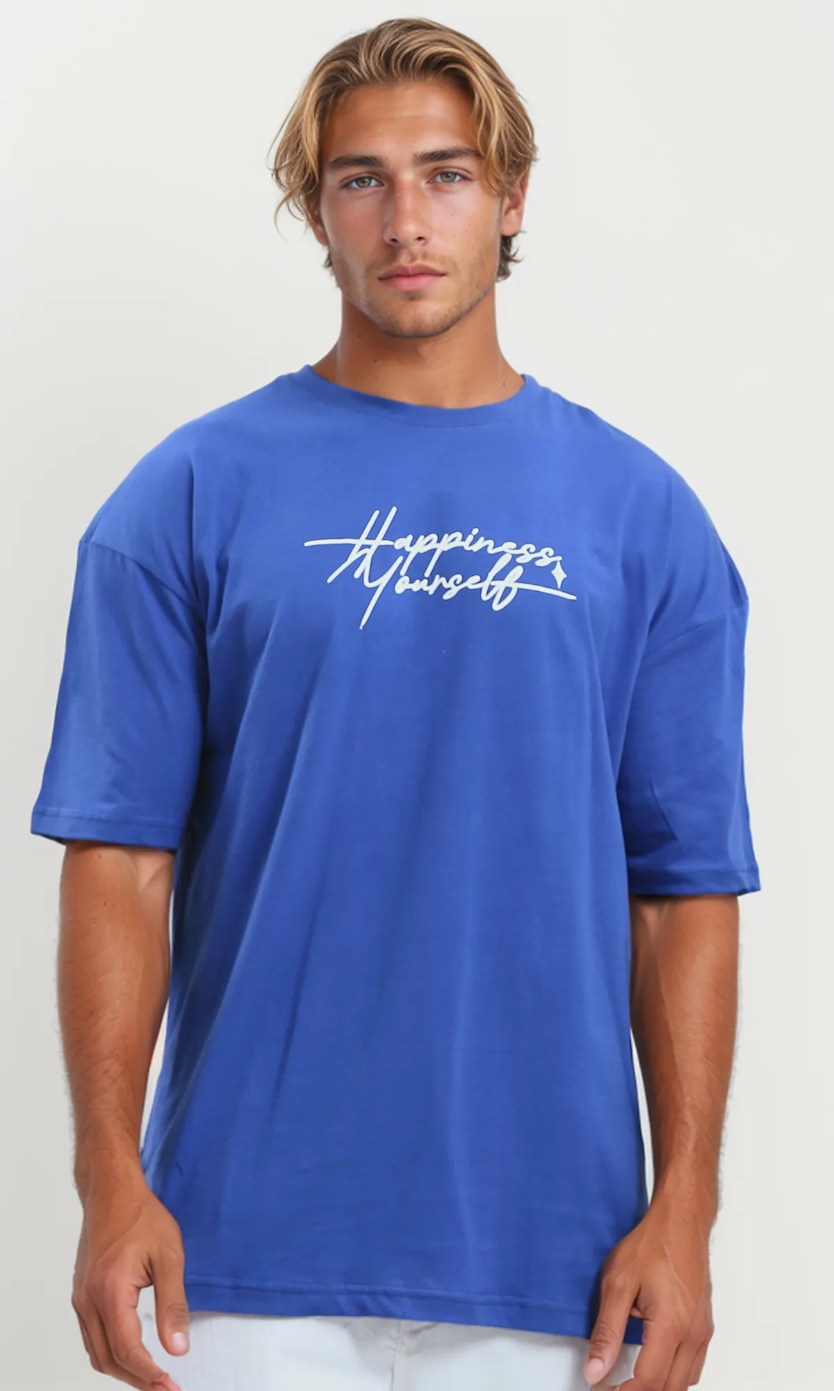 O179032 Printed Slip On Cotton Blue Tee