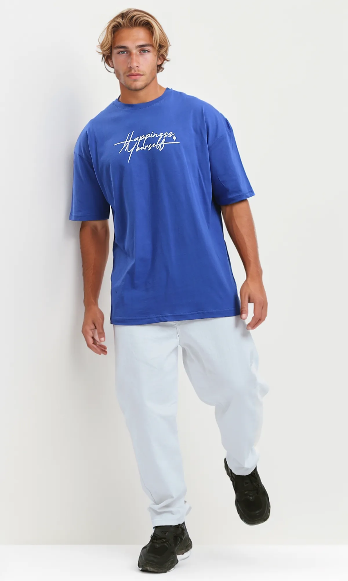 O179032 Printed Slip On Cotton Blue Tee