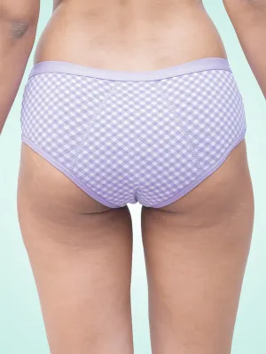 Organic Cotton Underwear Hipster Lavender Checks