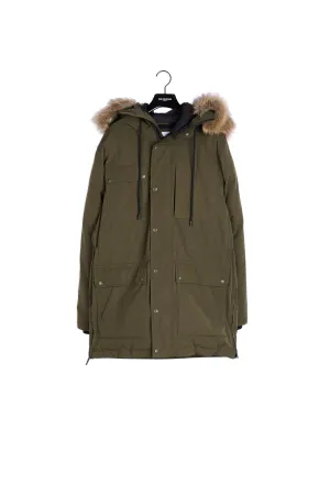 Parka polyester kaki multipoches zippée