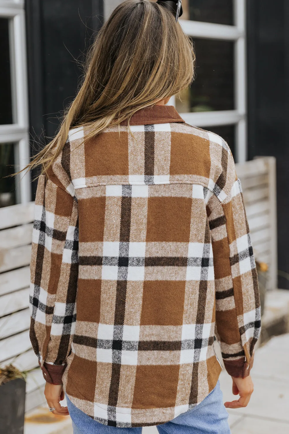 Phoebe Pocketed Buttoned Plaid Shirt Jacket