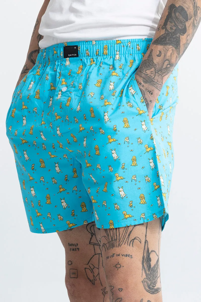 Puppy Print Blue Boxer