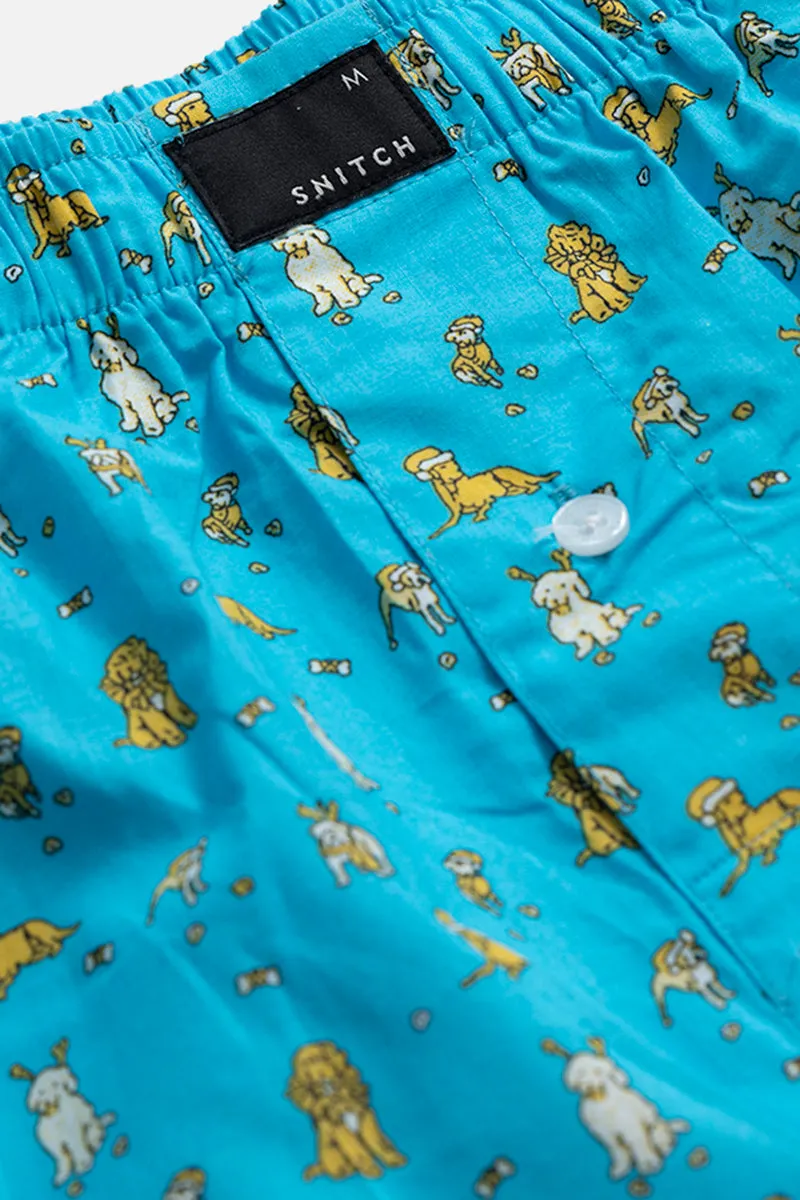 Puppy Print Blue Boxer