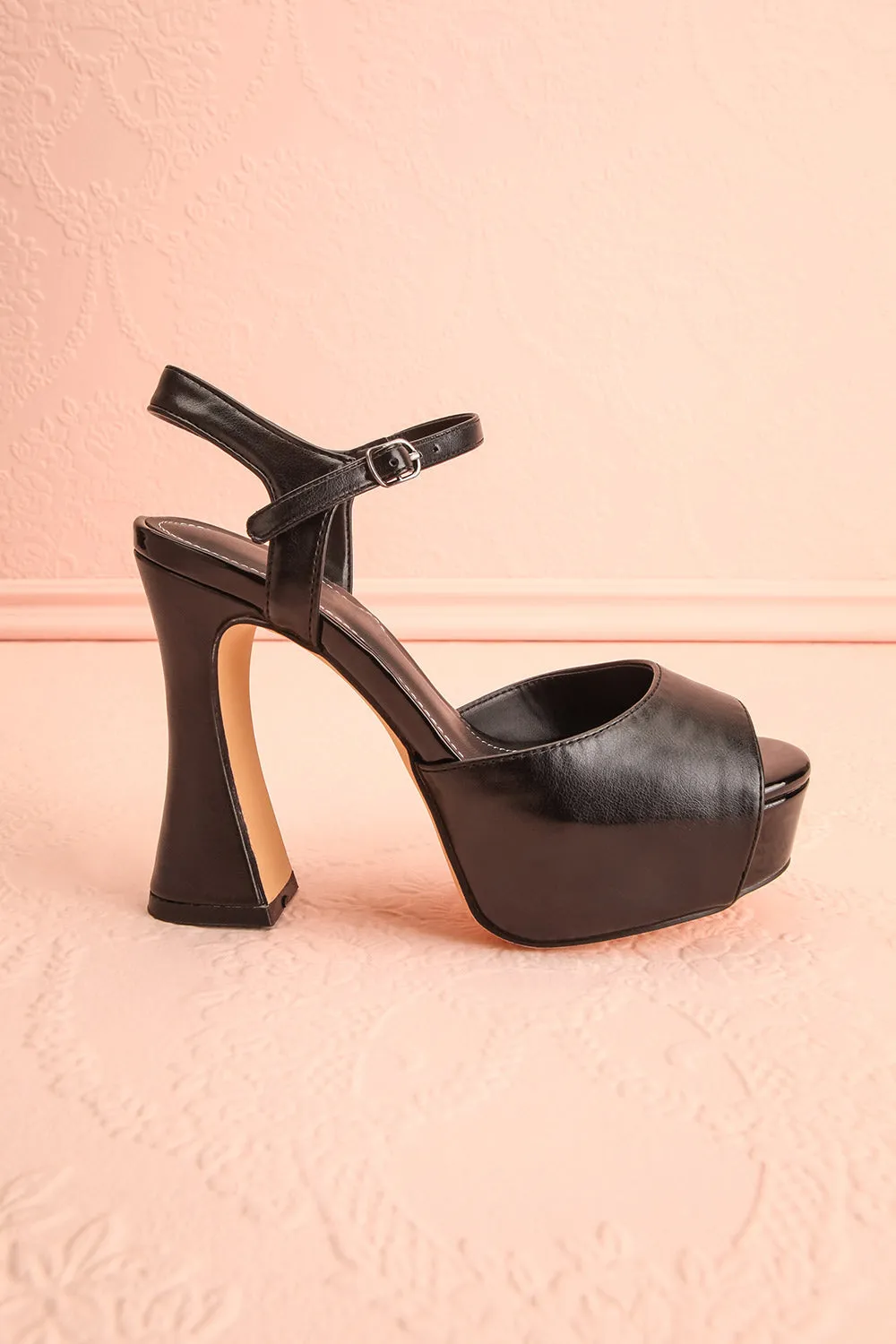 Quando Black | Platform Heeled Sandals