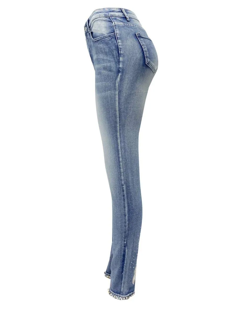 Rhinestone Bow Skinny Jeans