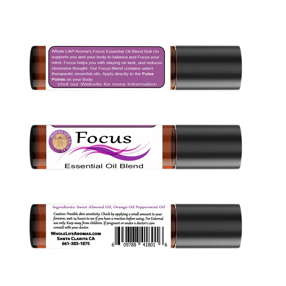 Set of 4 Roll Ons | Headache - Chill - Breathe - Focus Blends – 10ml each
