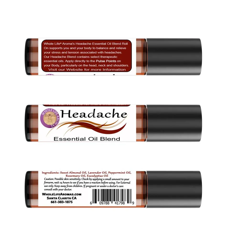 Set of 4 Roll Ons | Headache - Chill - Breathe - Focus Blends – 10ml each
