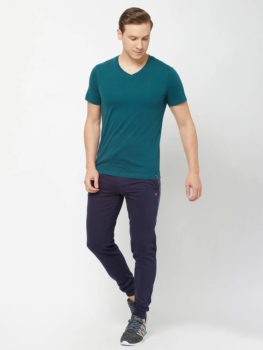 Sporto Mens Super Combed Cotton Blend Tees  Round & V-Neck (Antlatic Deep   Black With Flakes)