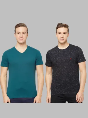 Sporto Mens Super Combed Cotton Blend Tees  Round & V-Neck (Antlatic Deep   Black With Flakes)