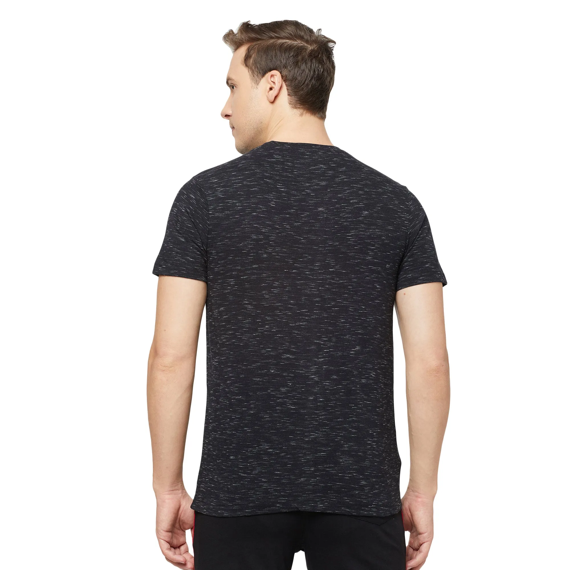Sporto Mens Super Combed Cotton Blend Tees  Round & V-Neck (Antlatic Deep   Black With Flakes)