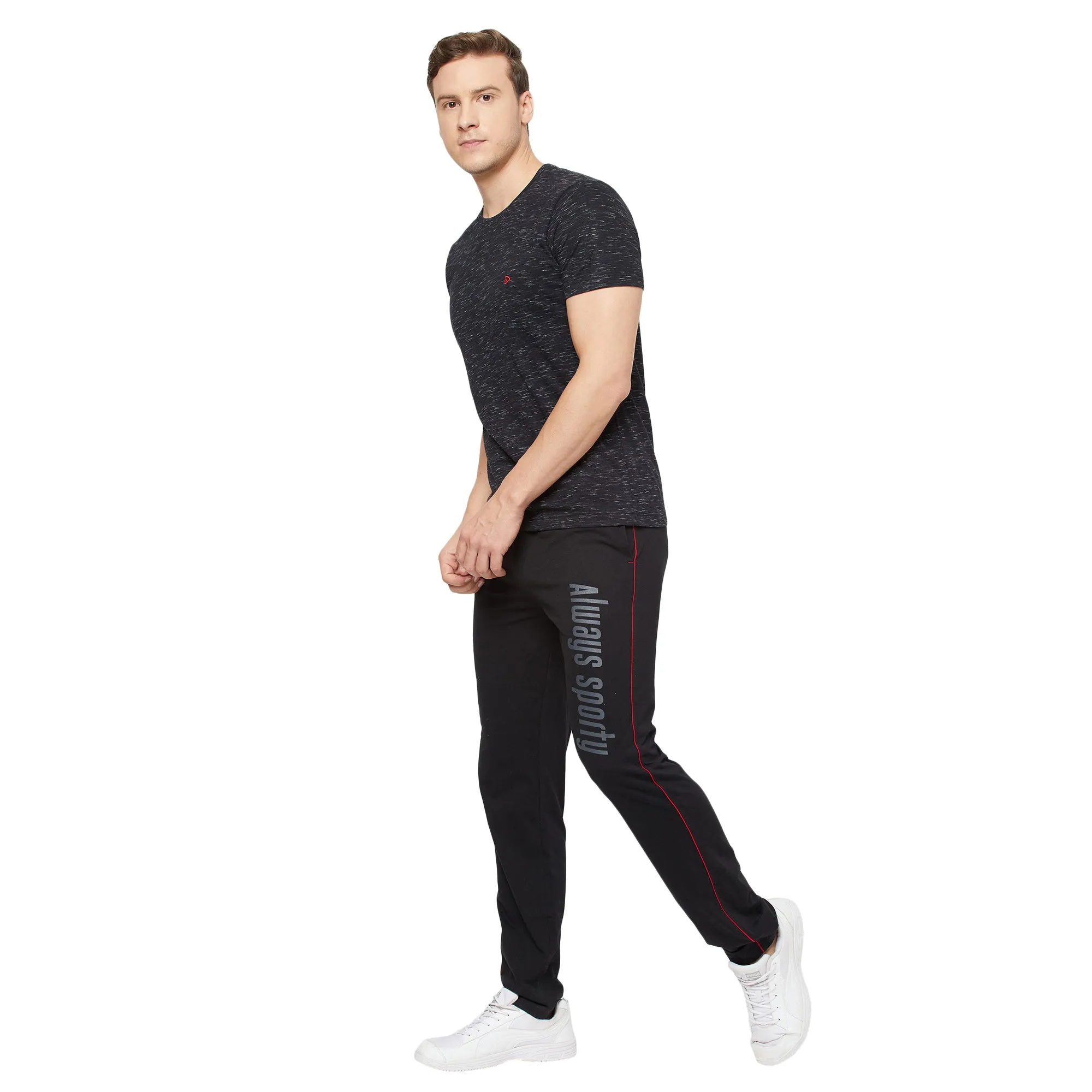 Sporto Mens Super Combed Cotton Blend Tees  Round & V-Neck (Antlatic Deep   Black With Flakes)