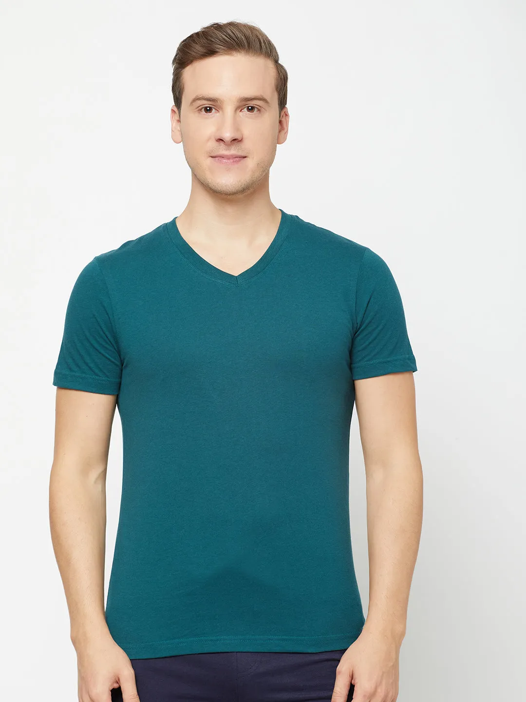 Sporto Mens Super Combed Cotton Blend Tees  Round & V-Neck (Antlatic Deep   Black With Flakes)