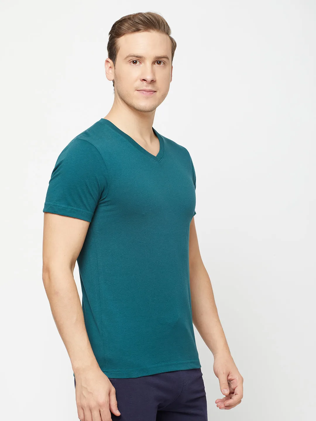 Sporto Mens Super Combed Cotton Blend Tees  Round & V-Neck (Antlatic Deep   Black With Flakes)