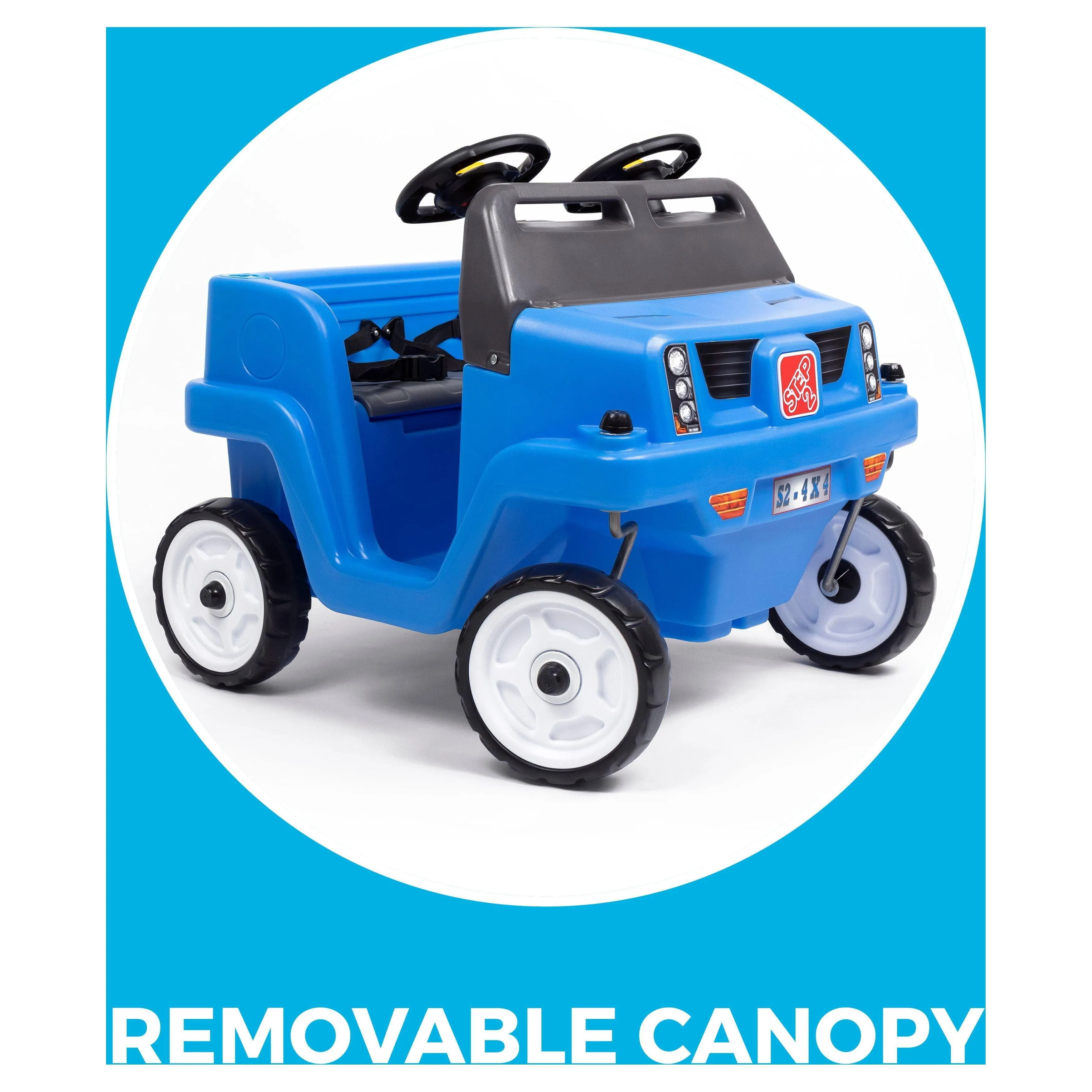 Step2 Side-by-Side Push Around SUV Blue Two-Seater Stroller Push Car for Toddlers