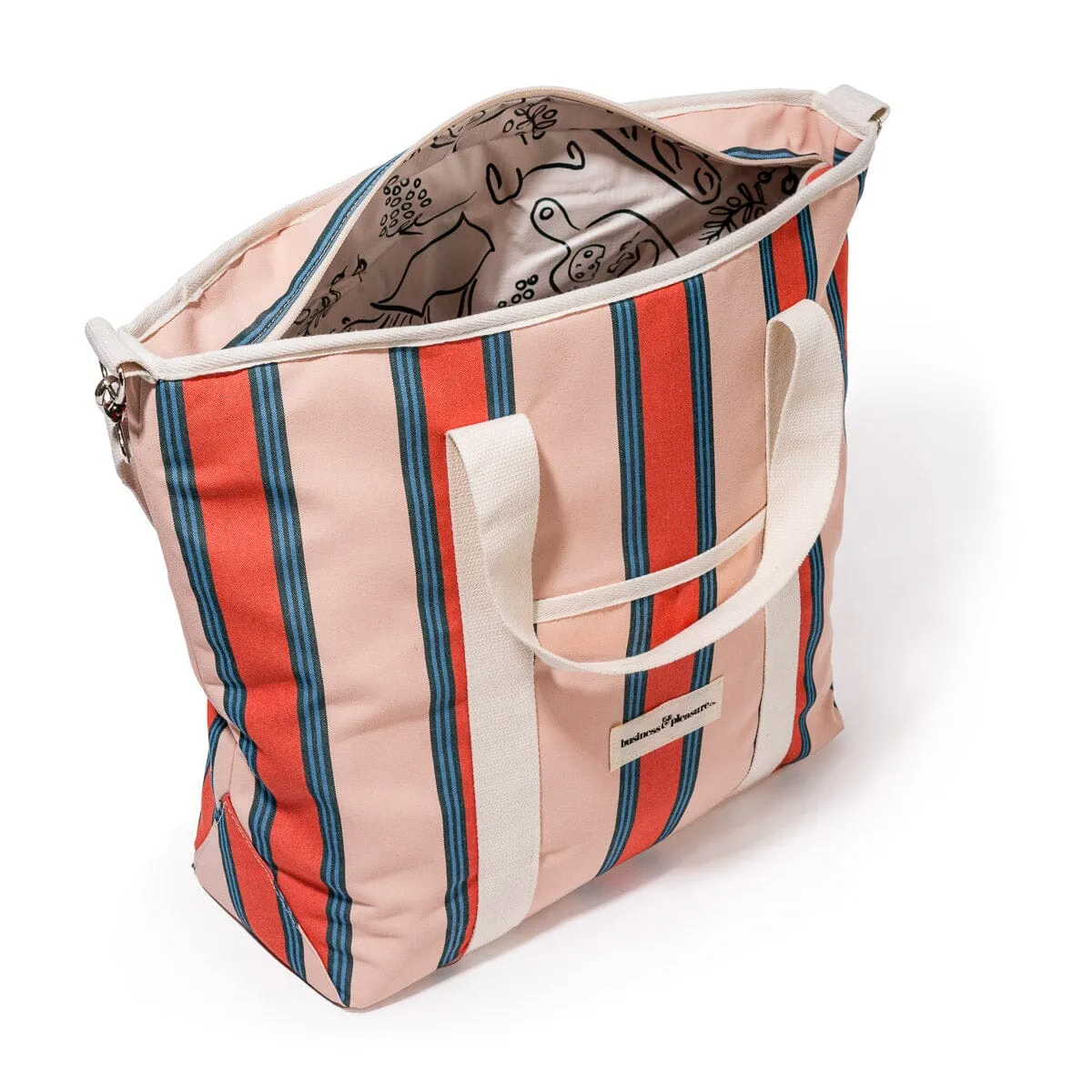 The Cooler Tote Bag - Bistro Dusty Pink Stripe