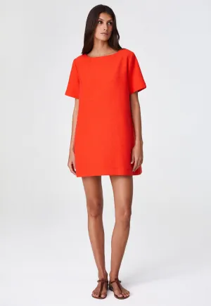 THE T-SHIRT DRESS in TOMATO TEXTURED COTTON