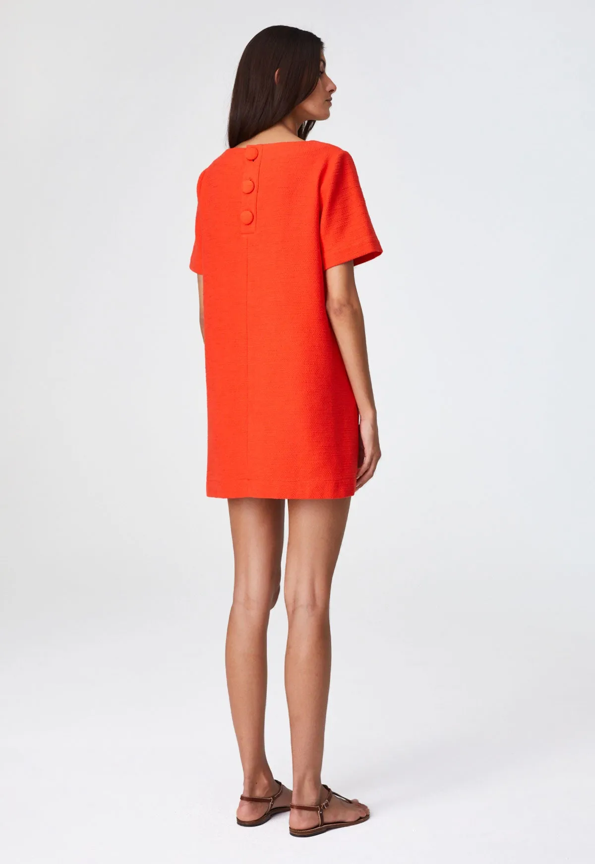 THE T-SHIRT DRESS in TOMATO TEXTURED COTTON