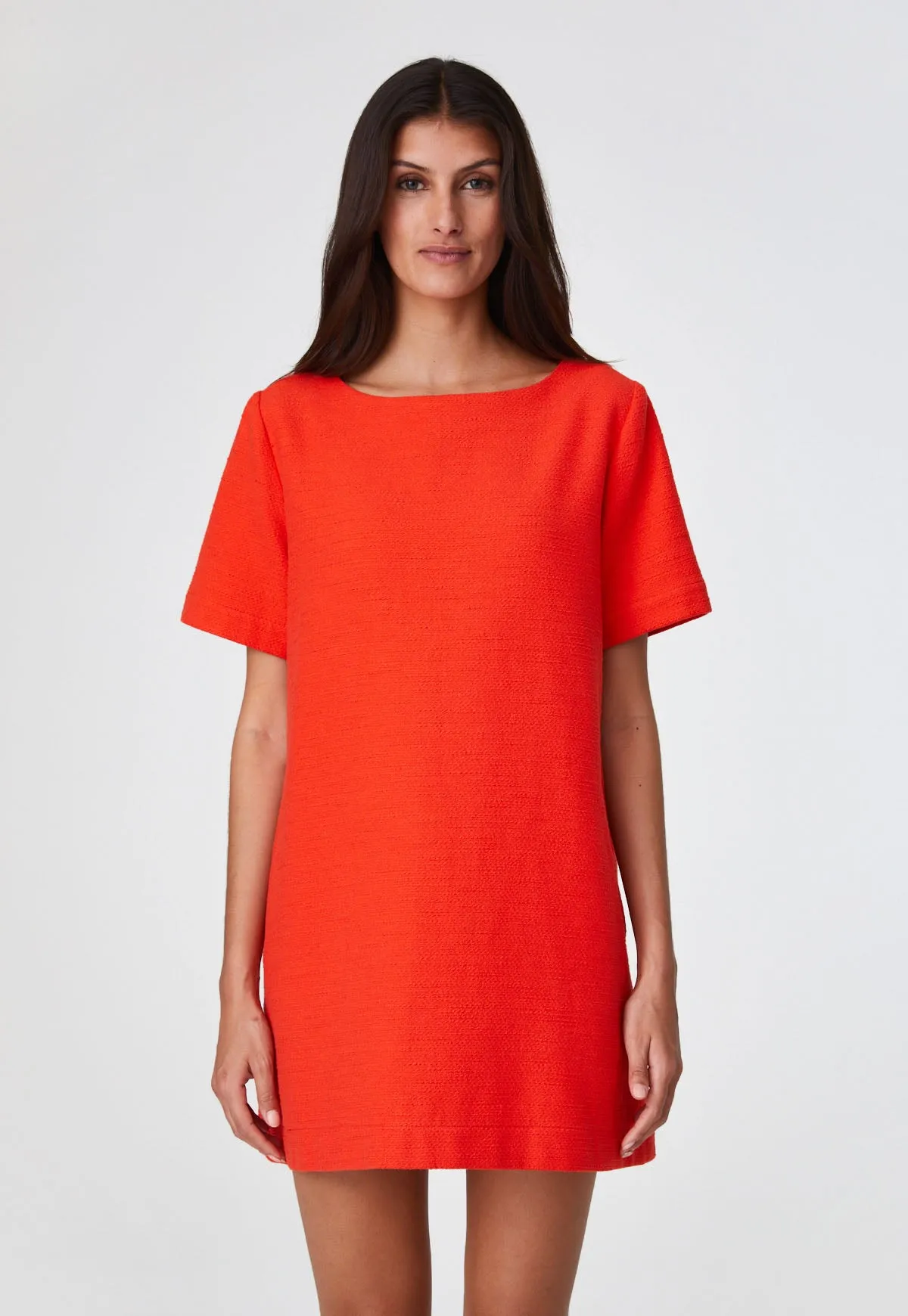 THE T-SHIRT DRESS in TOMATO TEXTURED COTTON