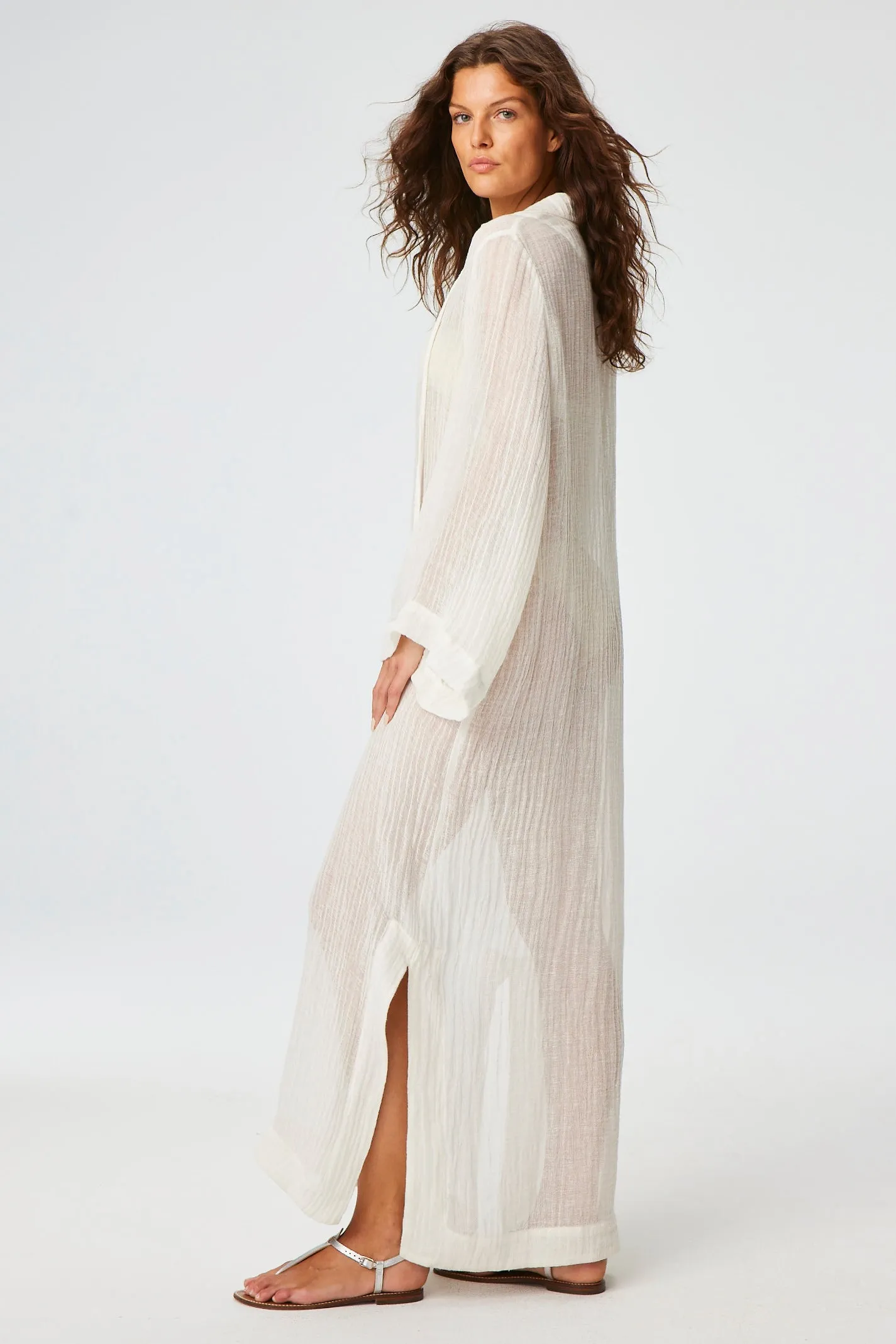 THE TUNIC CAFTAN in WHITE SORRENTO GAUZE
