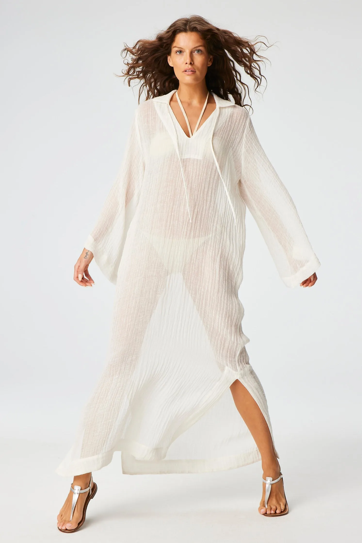 THE TUNIC CAFTAN in WHITE SORRENTO GAUZE