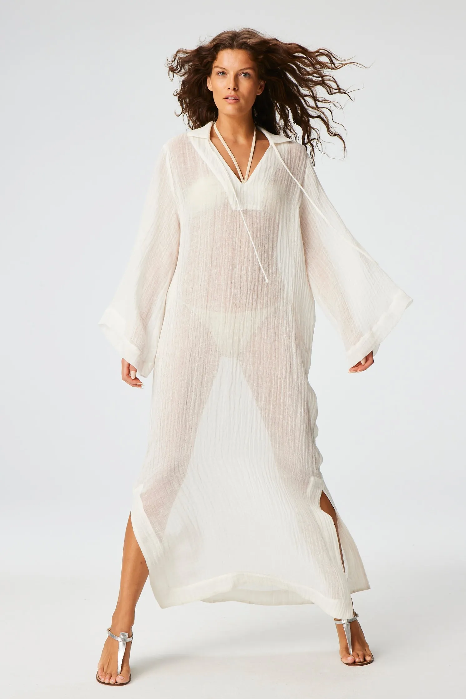 THE TUNIC CAFTAN in WHITE SORRENTO GAUZE