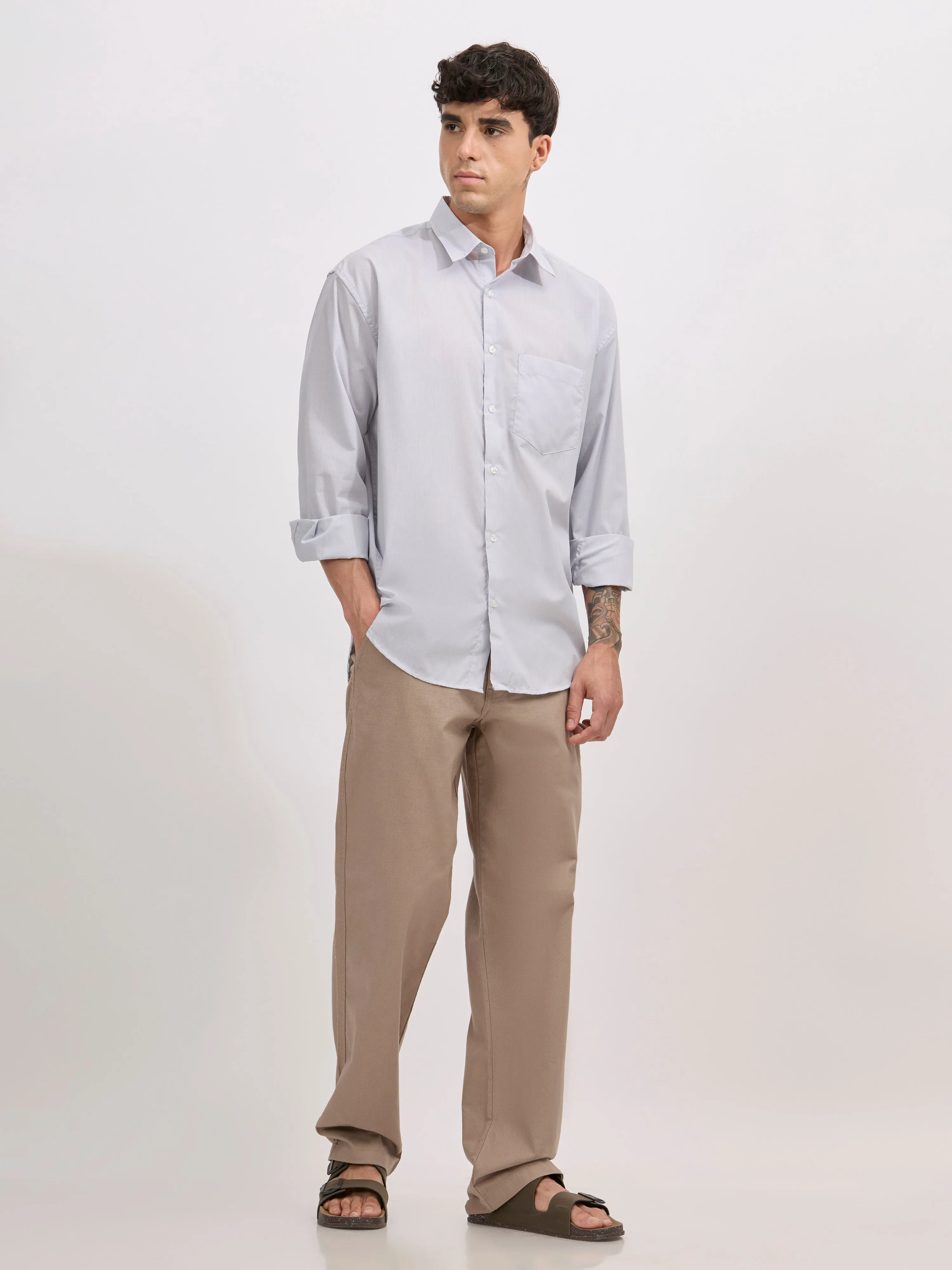 Veil - Cotton Oversized Striped shirt - Grey