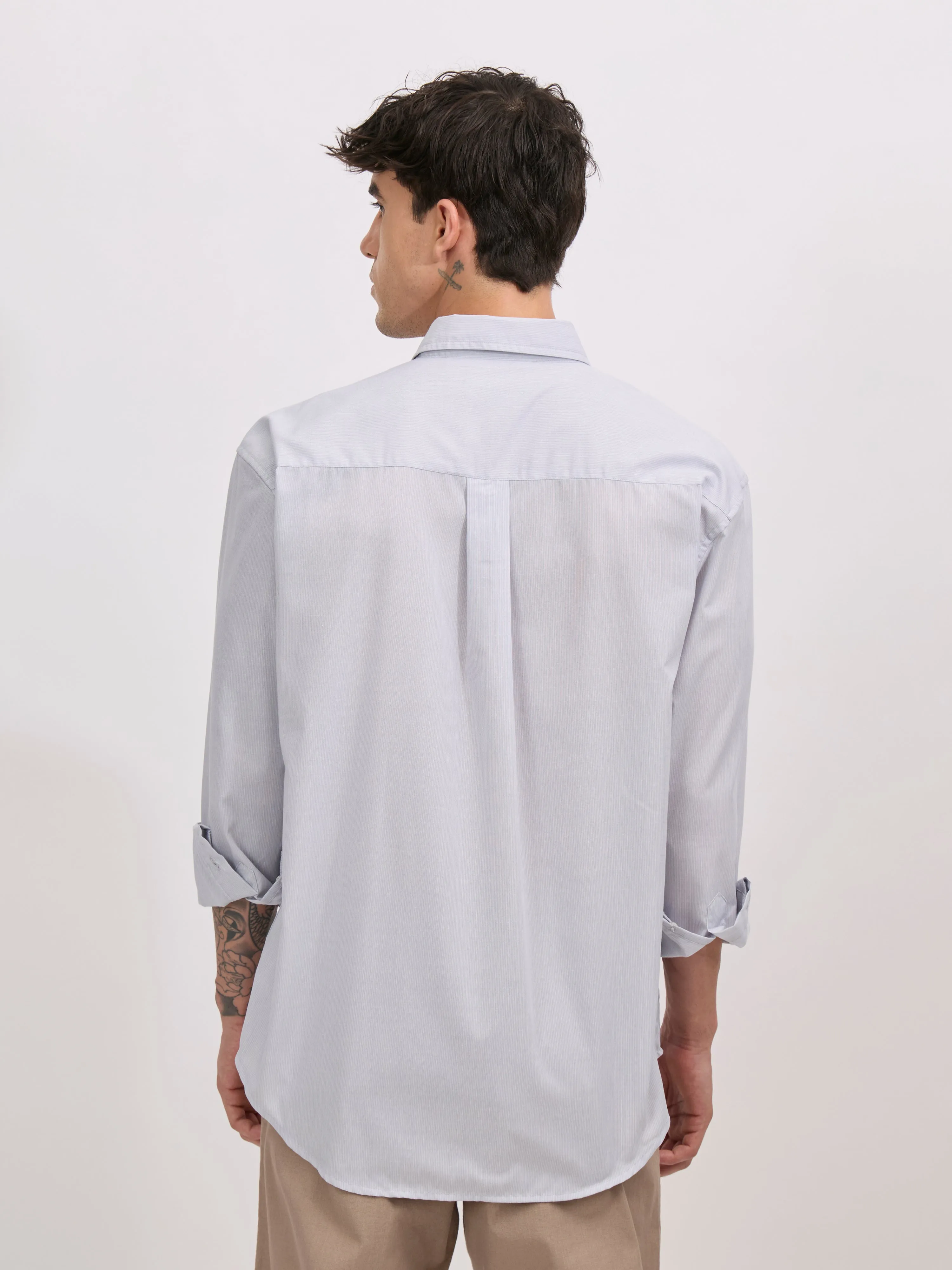 Veil - Cotton Oversized Striped shirt - Grey