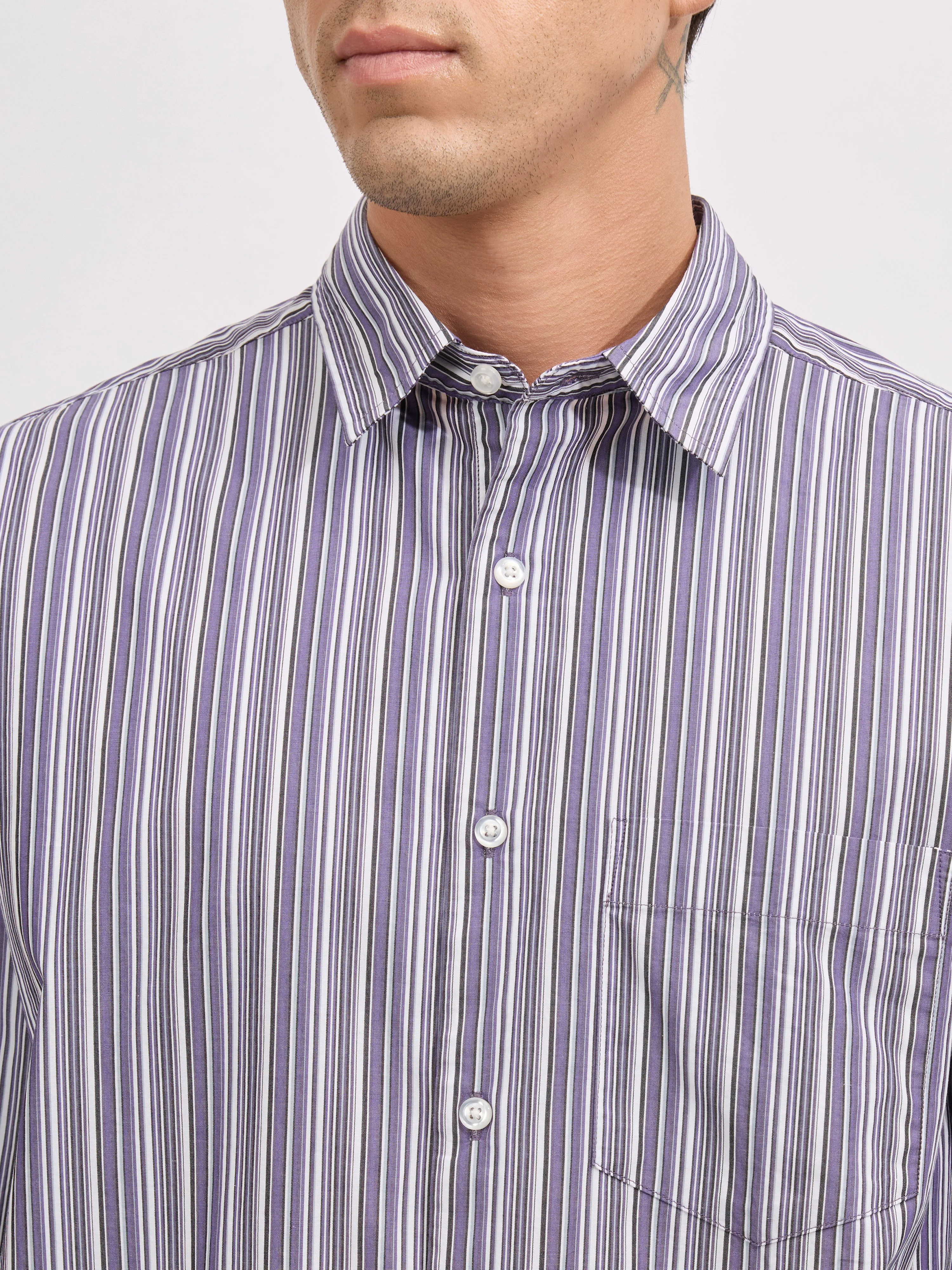 Veil - Cotton Oversized Striped shirt - Indigo