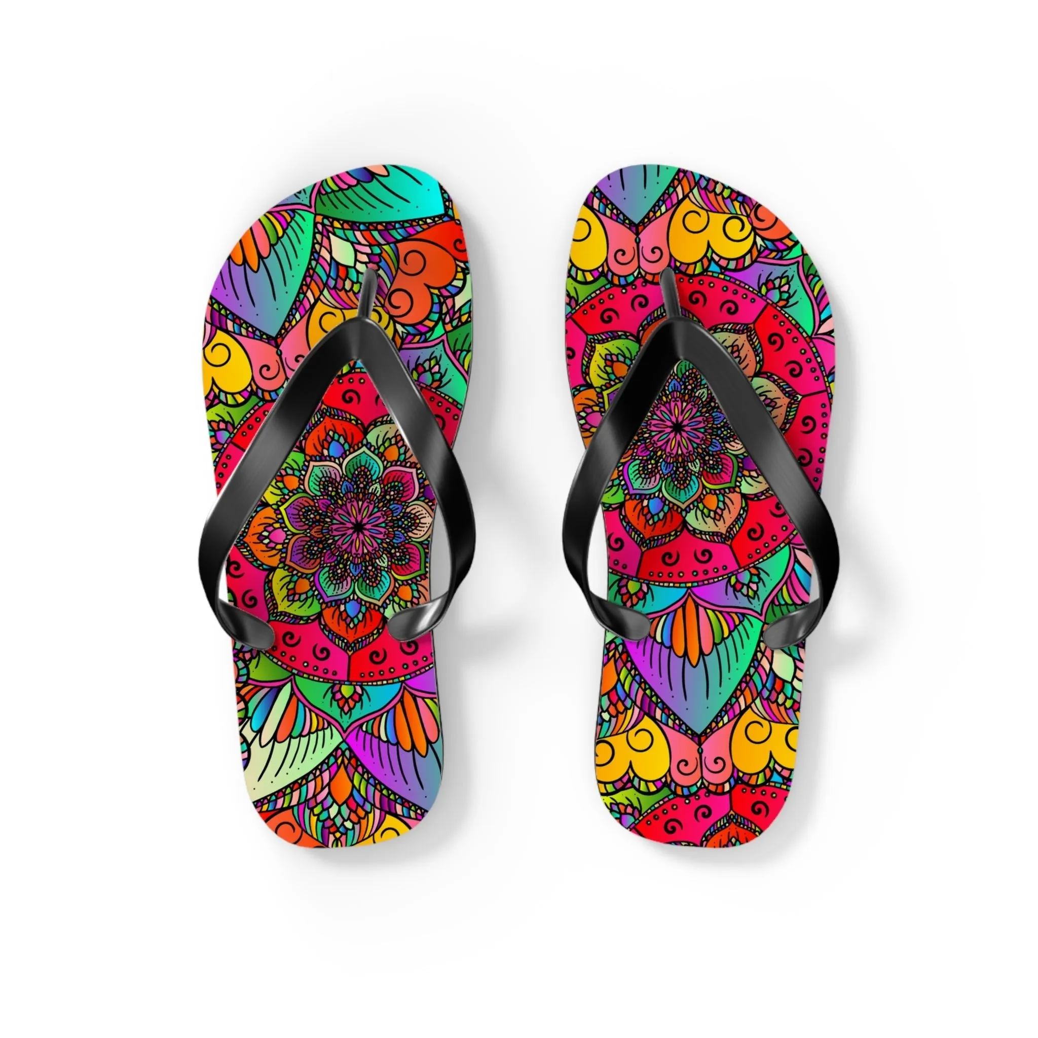 Vibrant Mandala Flip Flops - Summer Style