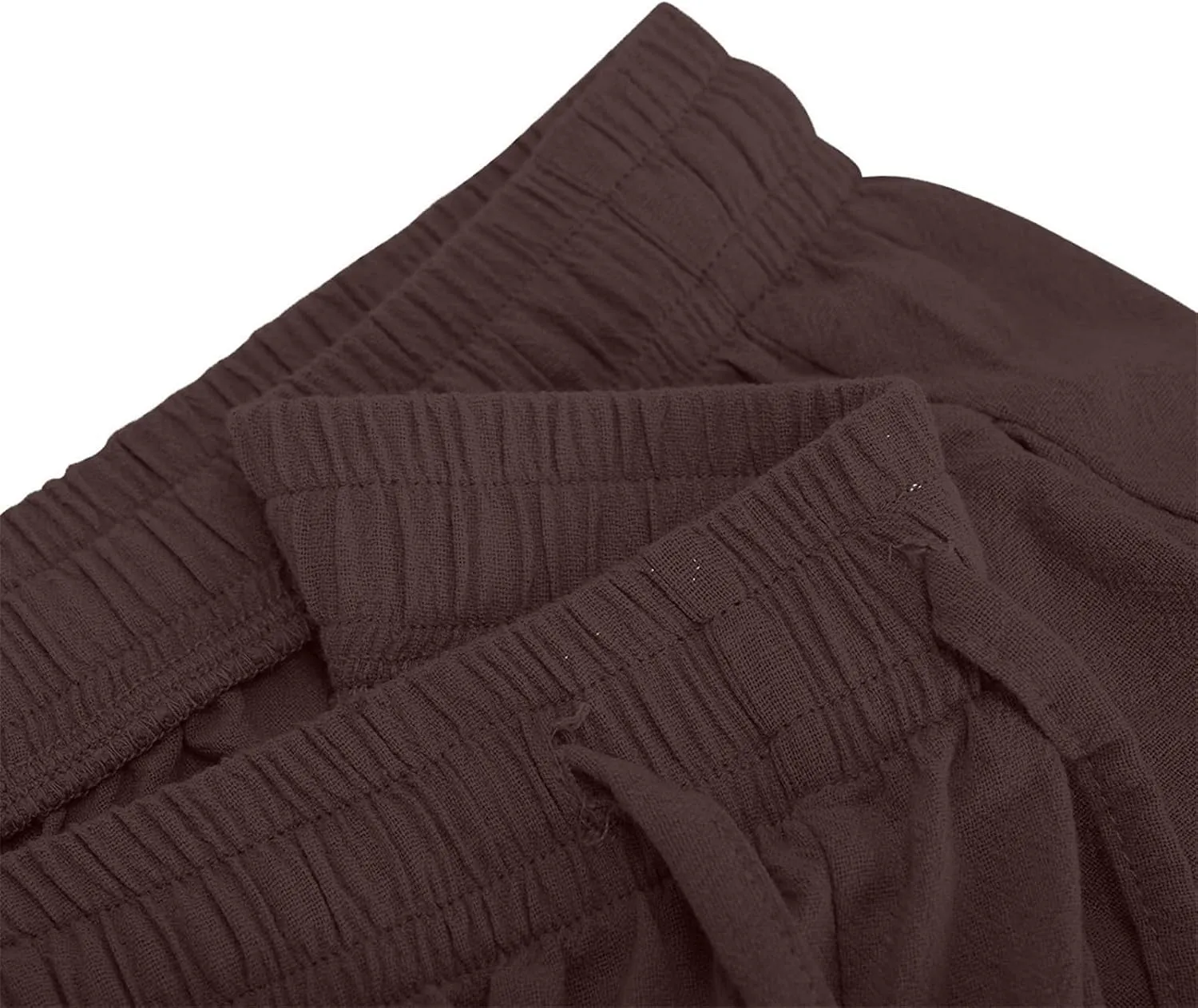 Wide Leg Linen Pants for Women Elastic Waist Summer Casual Solid Color Loose Fit Palazzo Trousers with Pockets
