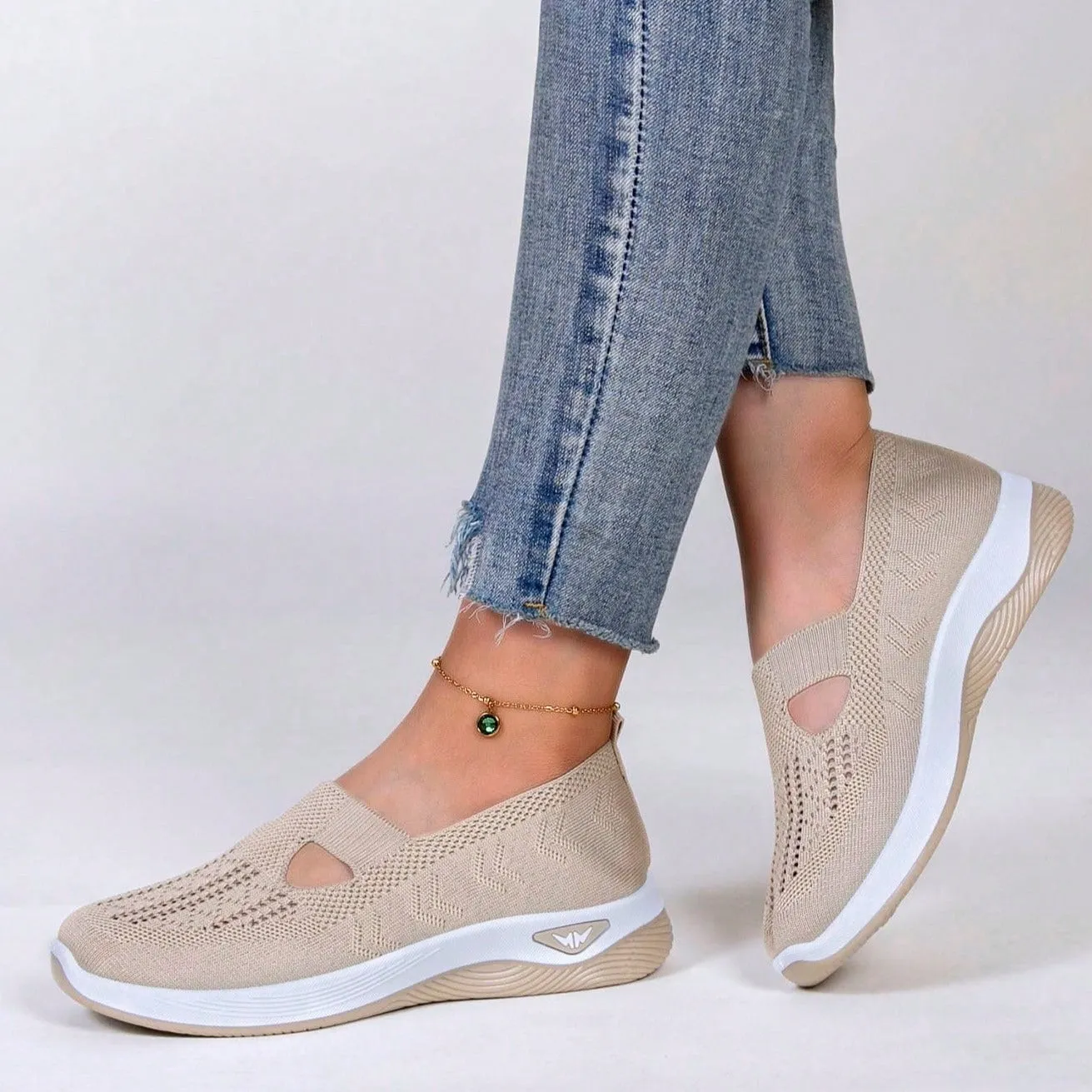 Women's Breathable & Comfortable Knitted Mesh Sneakers For Driving With Round Toe, New Arrivals For Spring