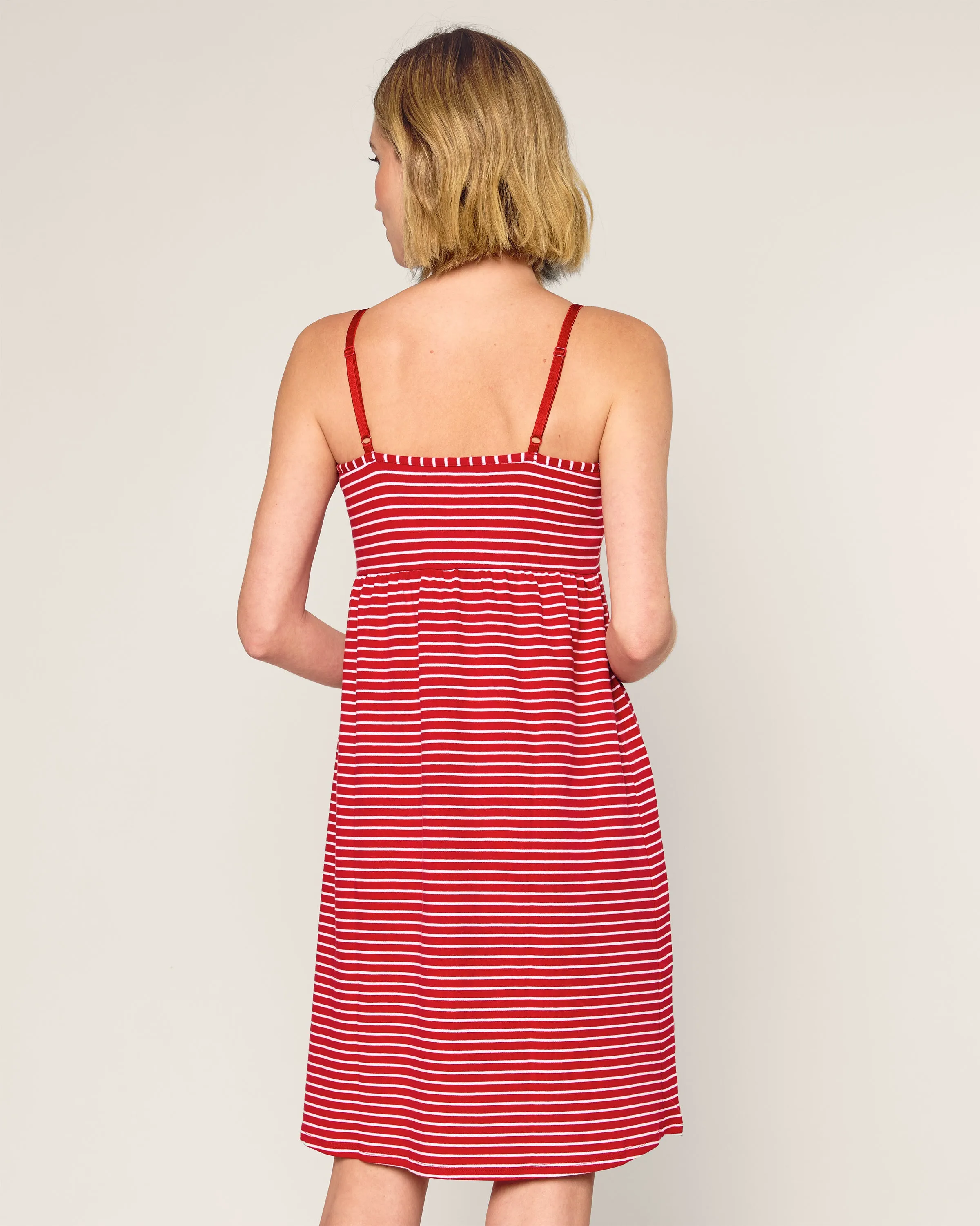 Women's Pima Maternity Nightgown in Red Stripes