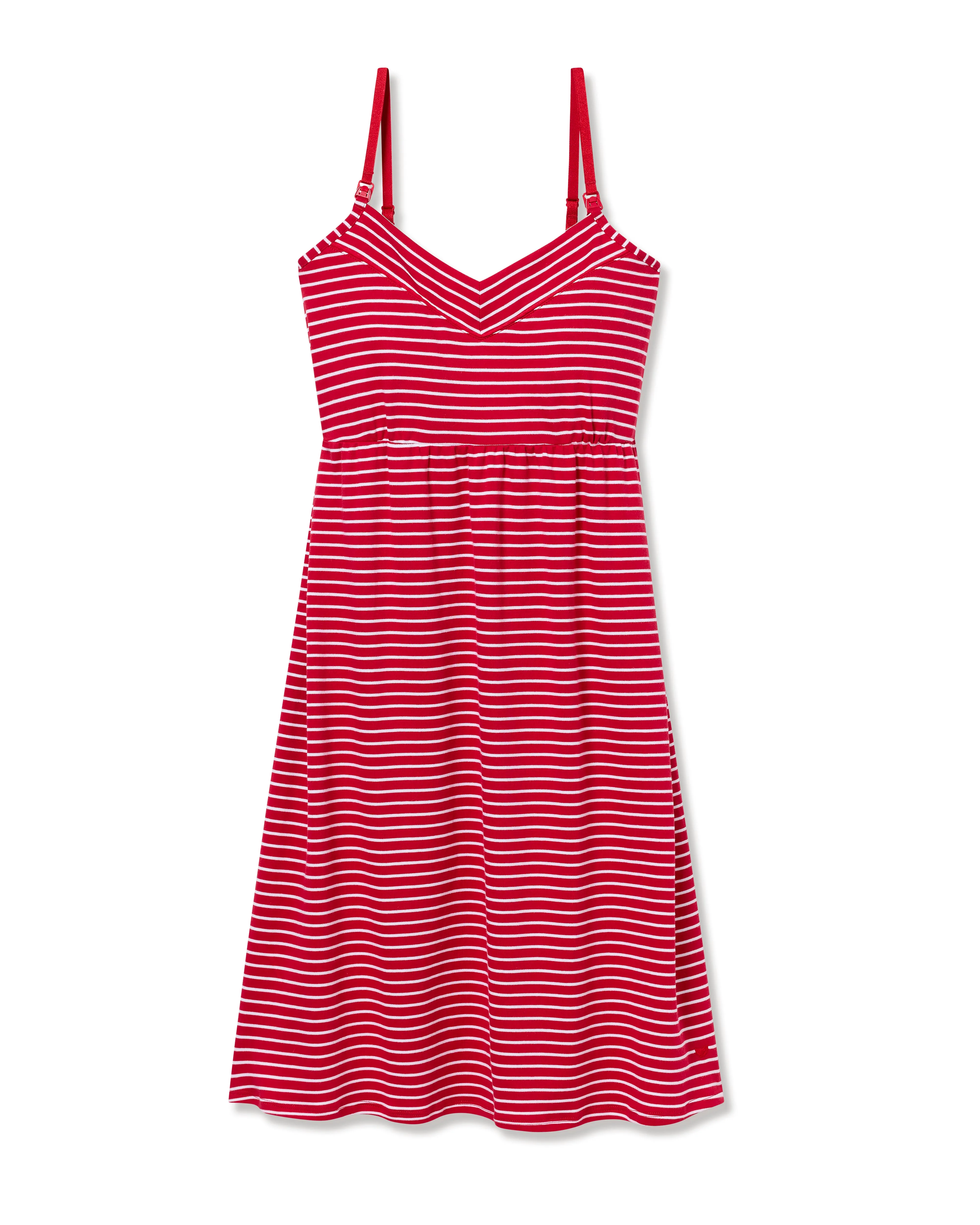 Women's Pima Maternity Nightgown in Red Stripes