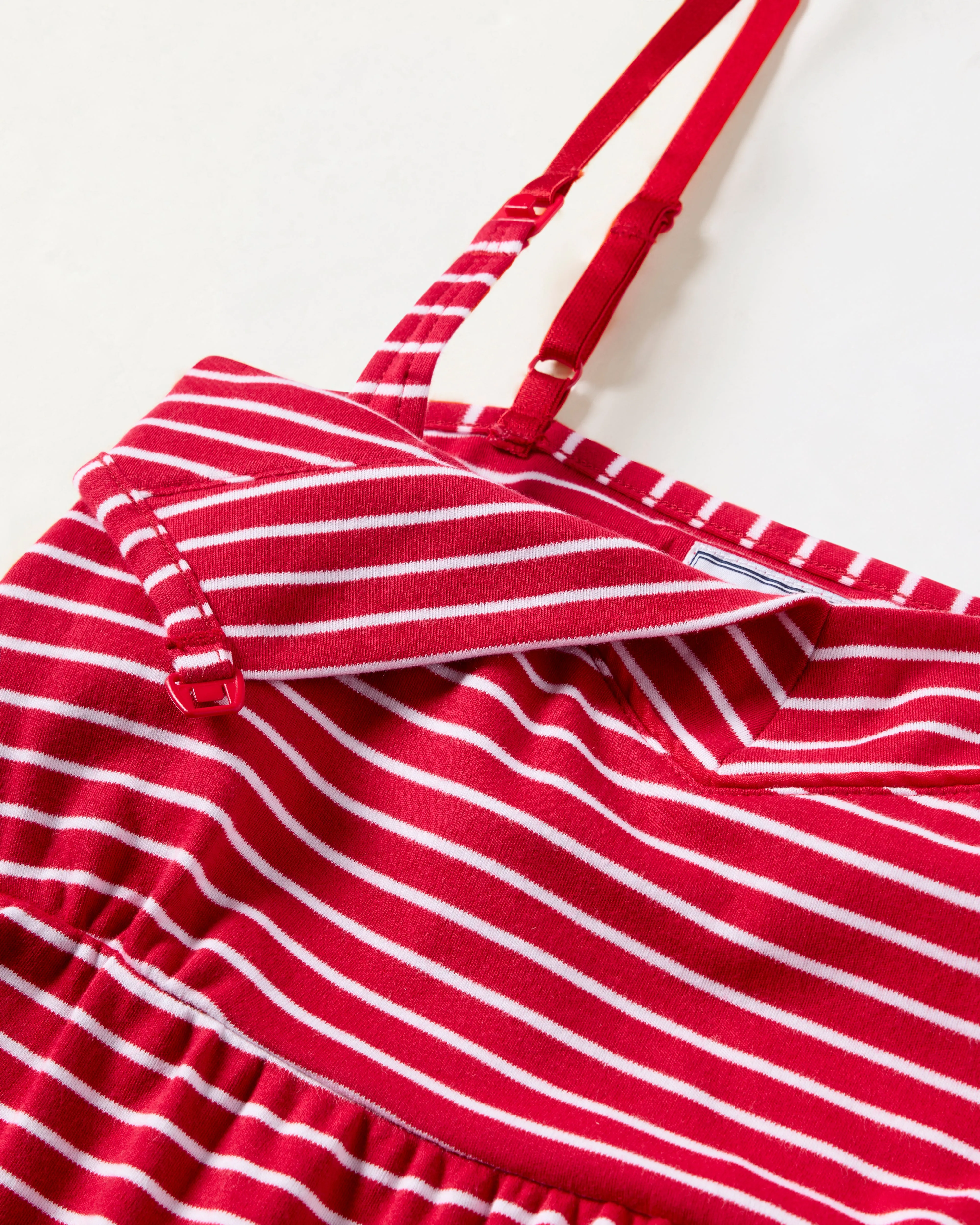 Women's Pima Maternity Nightgown in Red Stripes
