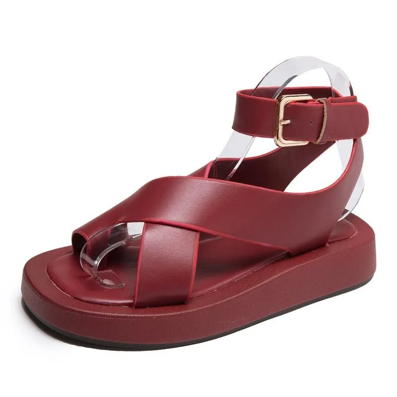 xiangtuibao INS HOT Women's Sandals  Summer Solid Color Comfortable Female Beach Shoes Chunky Sandals For Woman Non-Slip Shoe