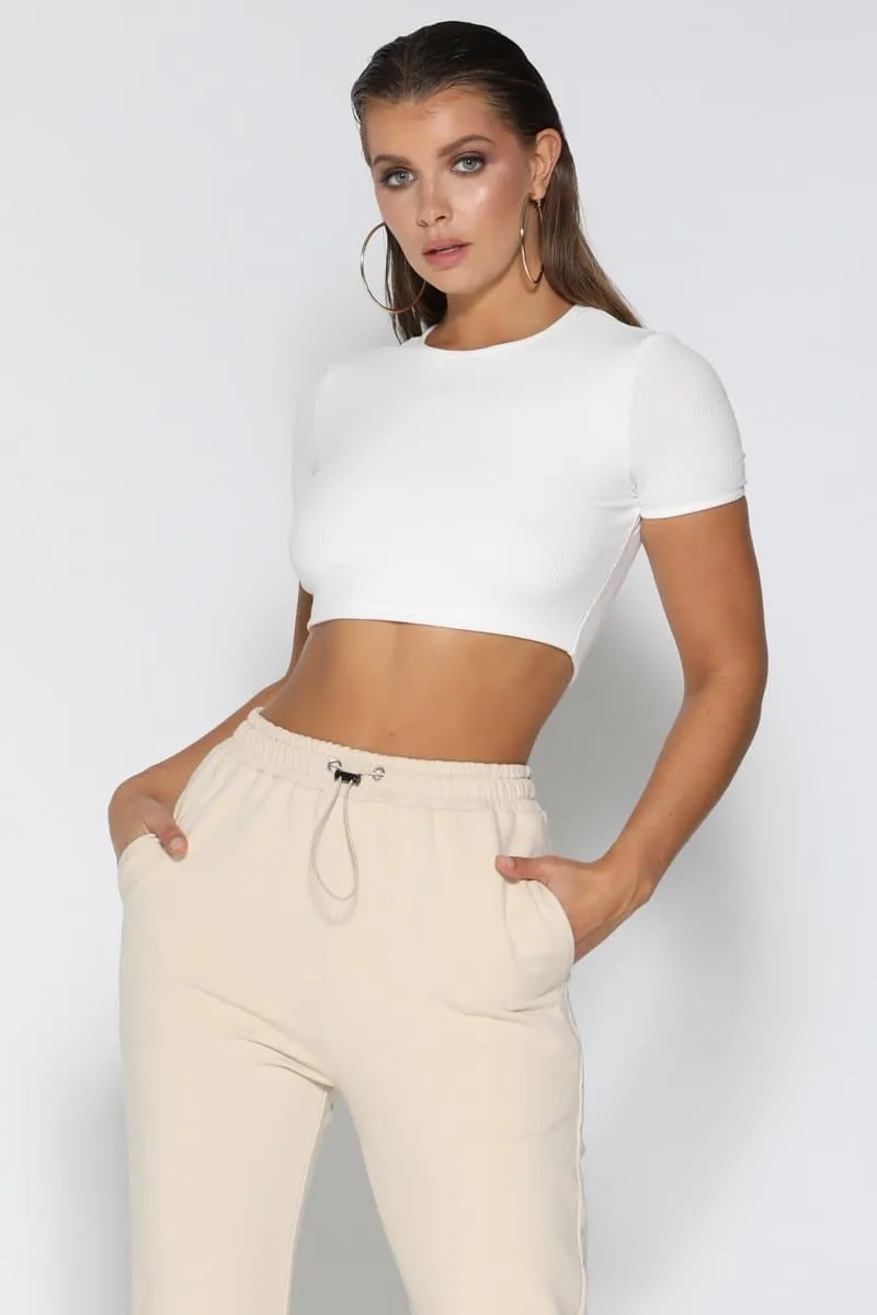 Yvonne Ribbed Crop Top - White